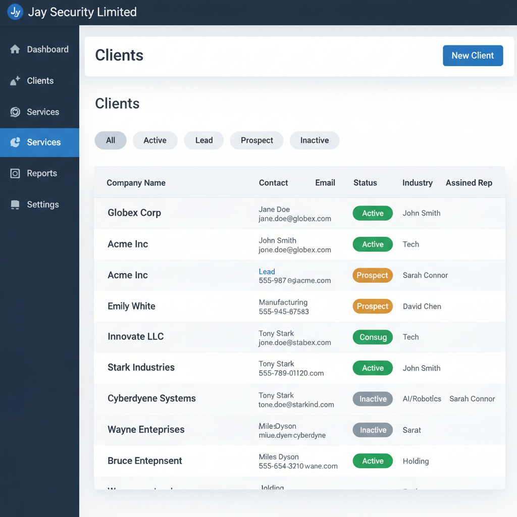 Clients screenshot