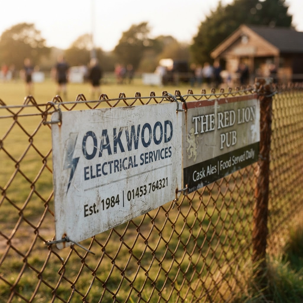 Sponsor signage at a local sporting ground