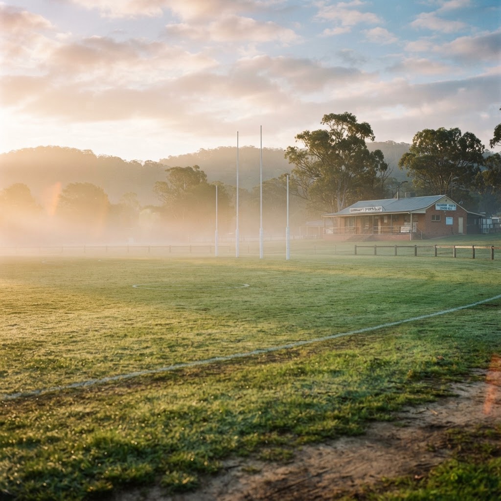 Community sporting ground at sunrise