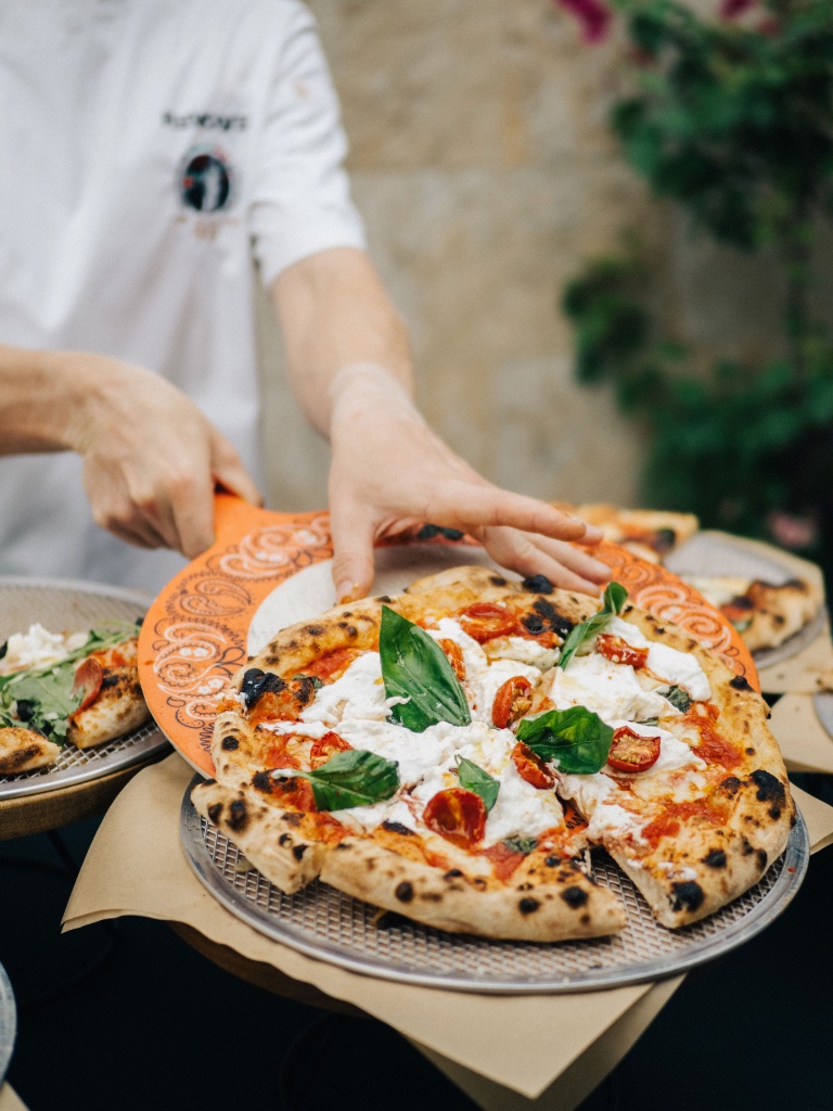 Premium pizza with burrata cheese