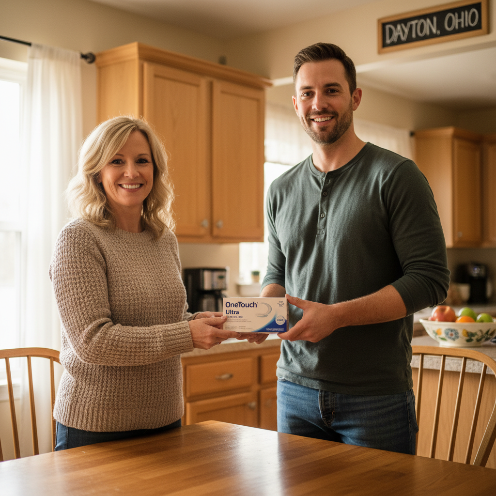 Happy Dayton resident selling diabetic supplies for cash