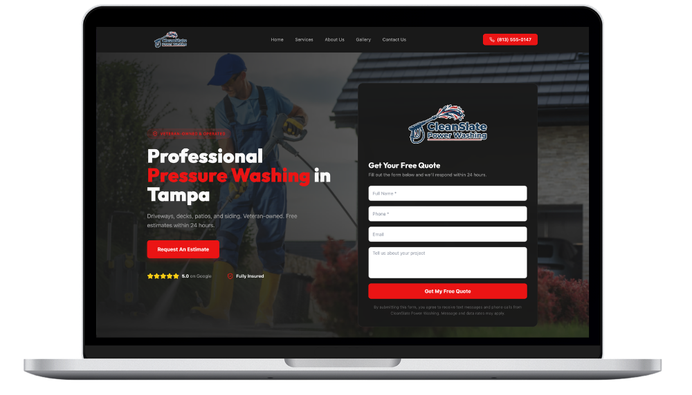 Cleanslate website mockup