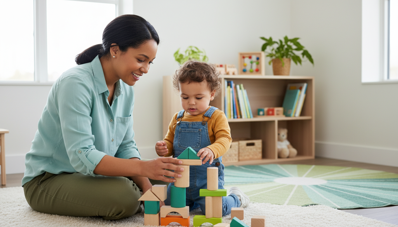 Early childhood educator working with young child