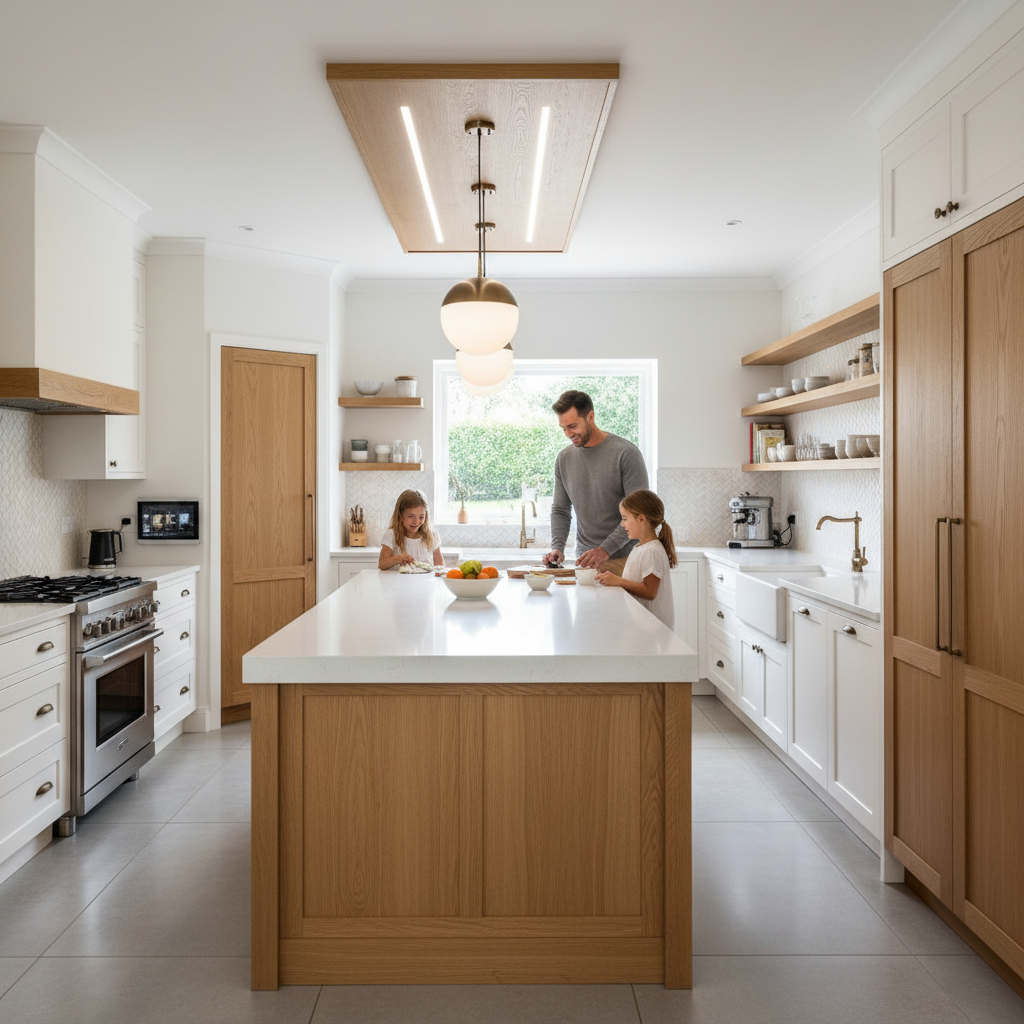 Professional modern kitchen combining timeless design principles with quality materials and smart layout