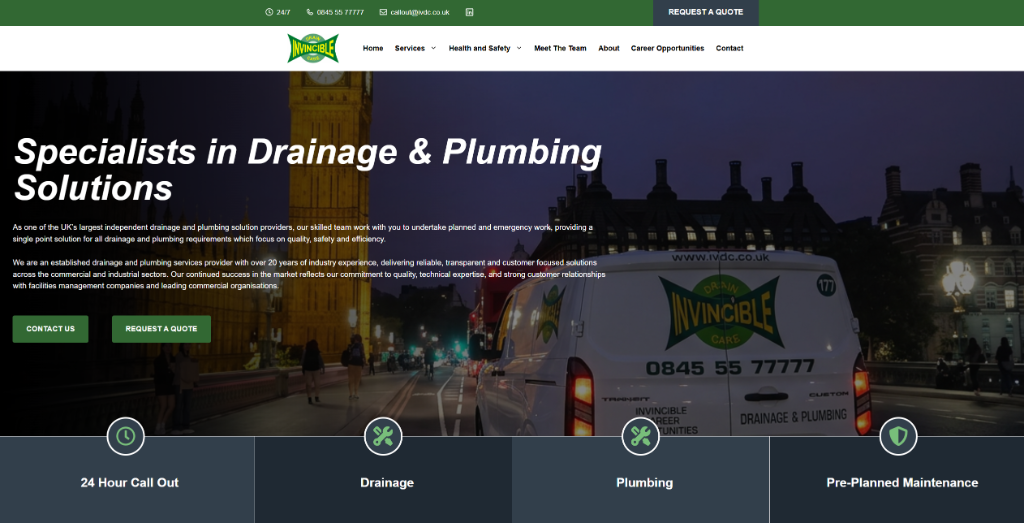 Invincible Drain Care – B2B Website Redesign