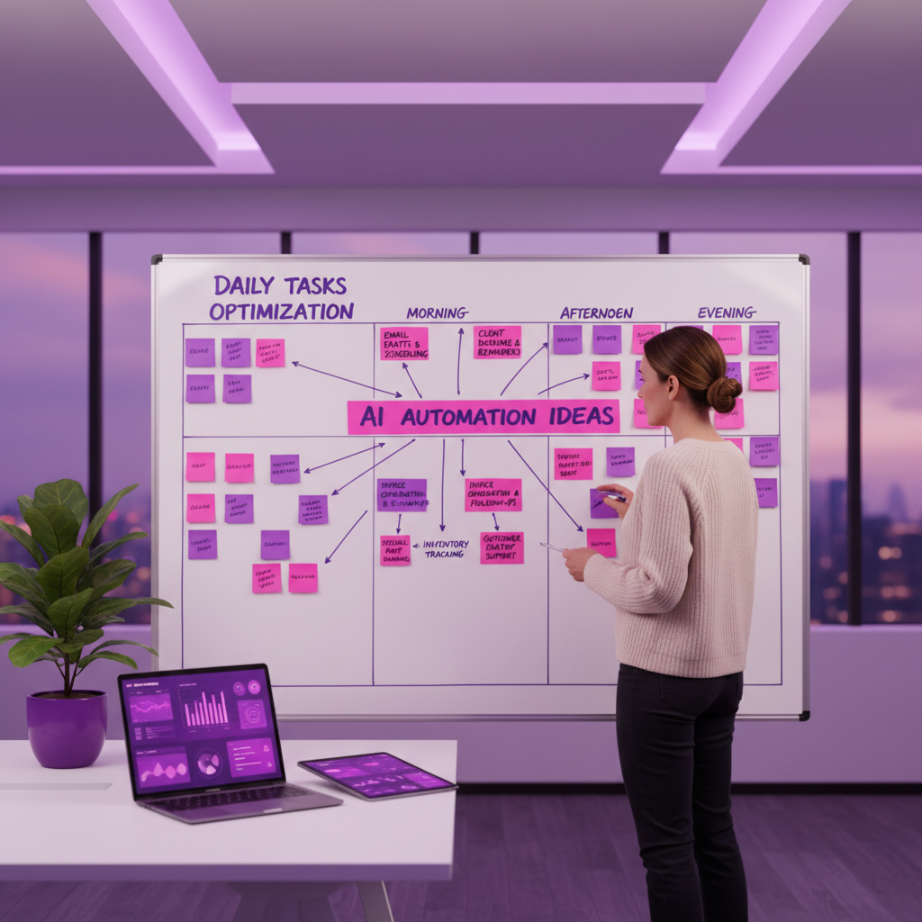 Small business owner mapping out AI opportunities on a whiteboard
