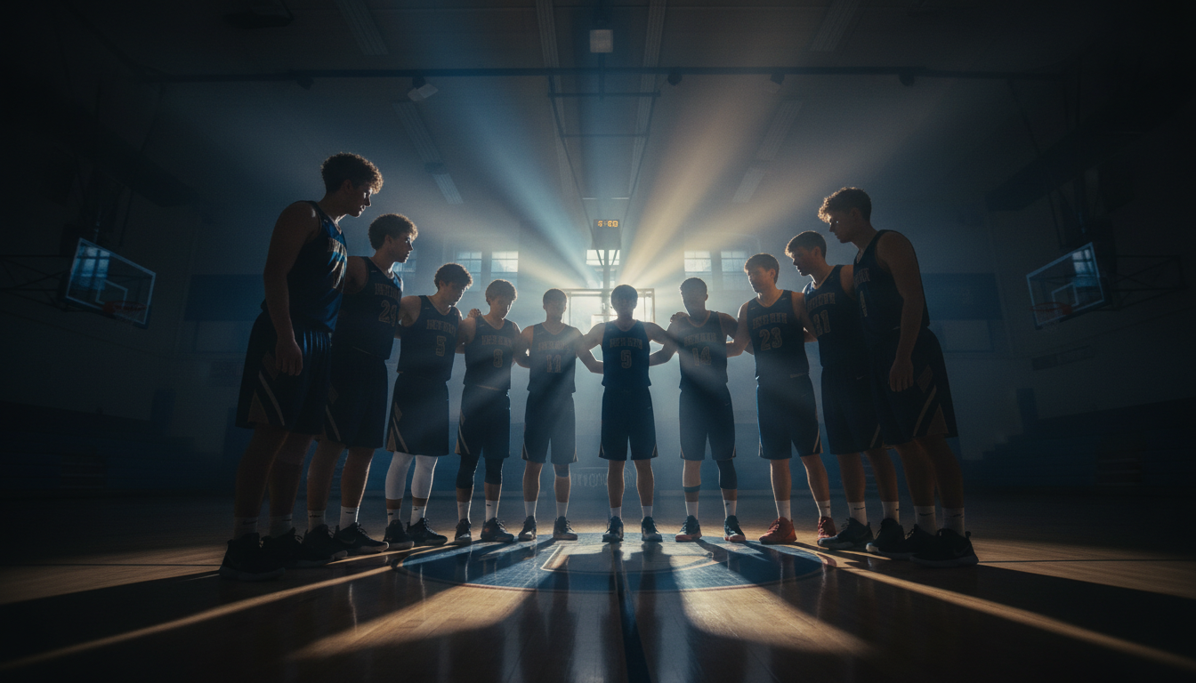 Texas Prime Athletics youth basketball team huddled together