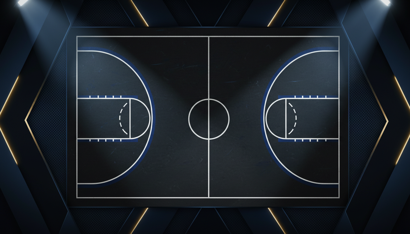 Basketball court dramatic lighting