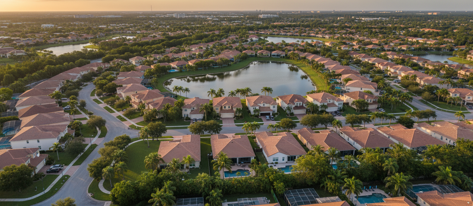 Pembroke Lakes neighborhood aerial view