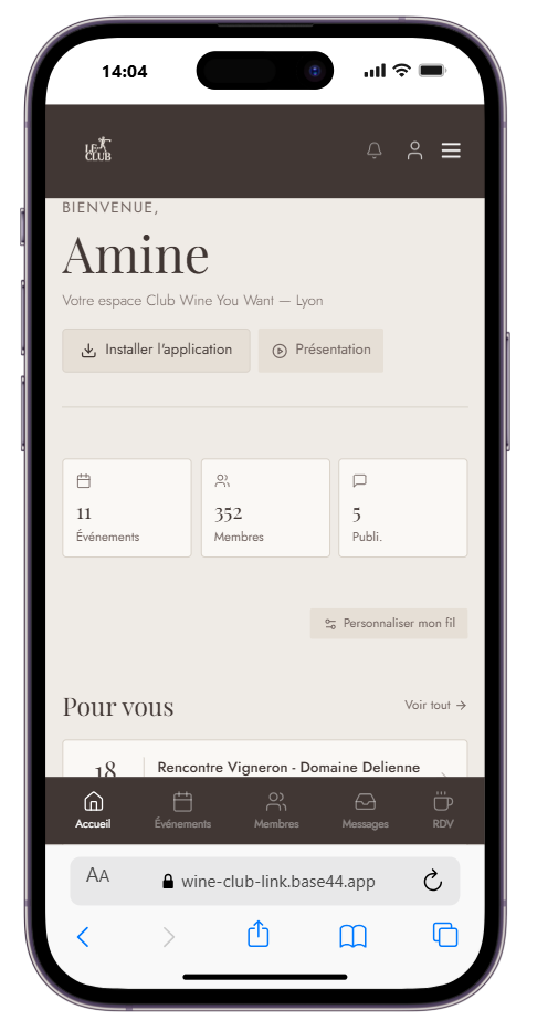 Aperçu de l'application