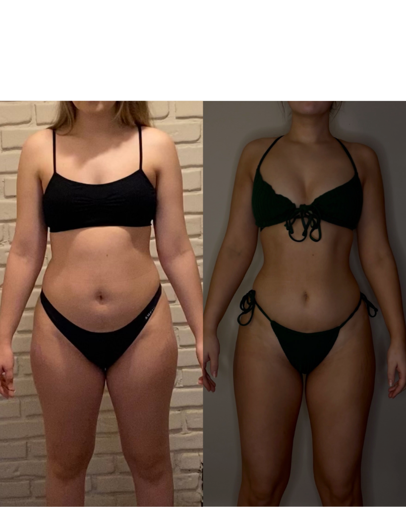 Client fitness transformation progress photo showing muscle gain and improved conditioning