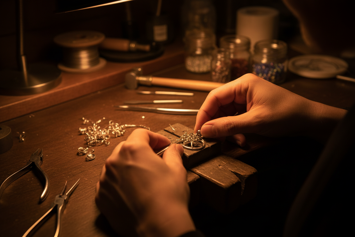 Artesano de KAI creando joyería en plata