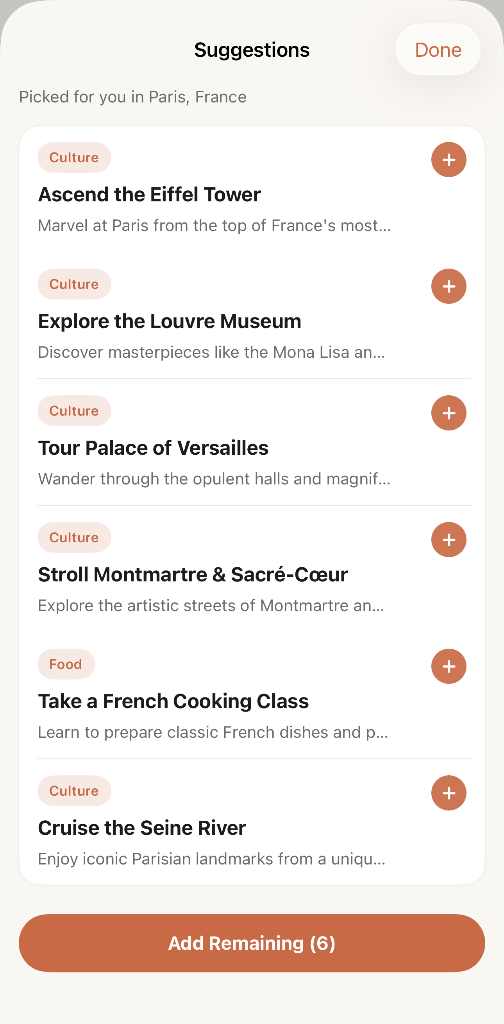 AI Suggestions β picked for you in Paris