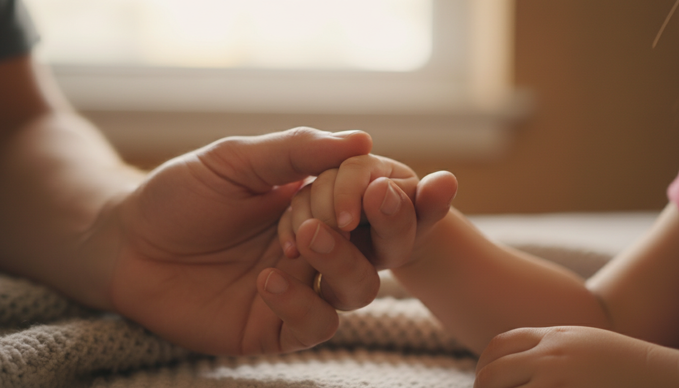 Parent and child hands together