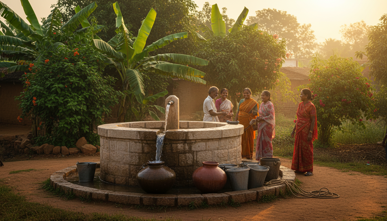 Clean water well in a rural Indian village
