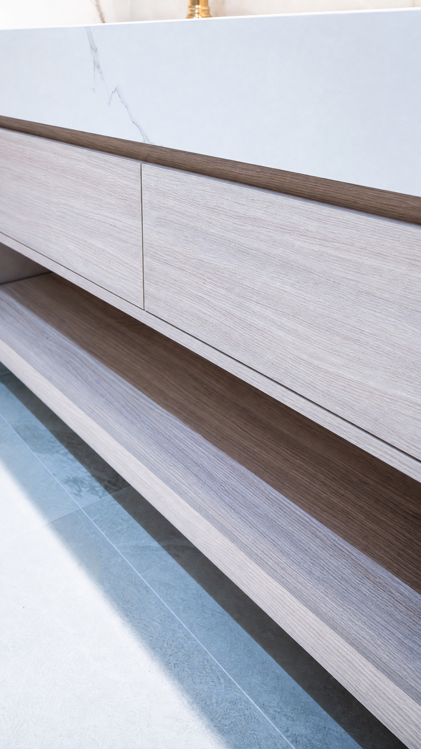 Floating Wood Vanity Detail