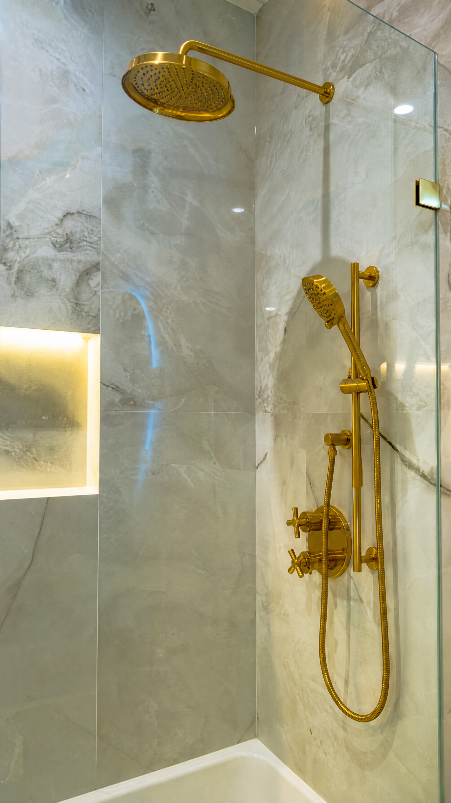 Gold Rain Shower & Handheld