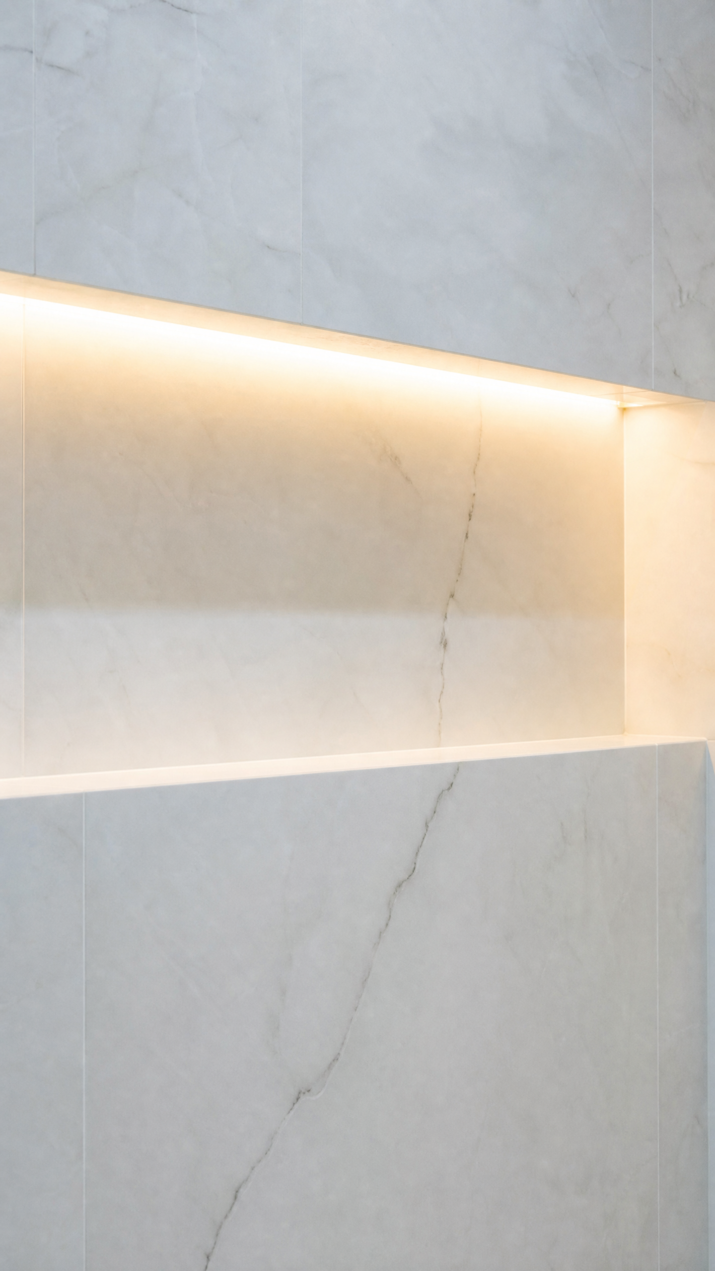 LED-Lit Marble Shower Niche