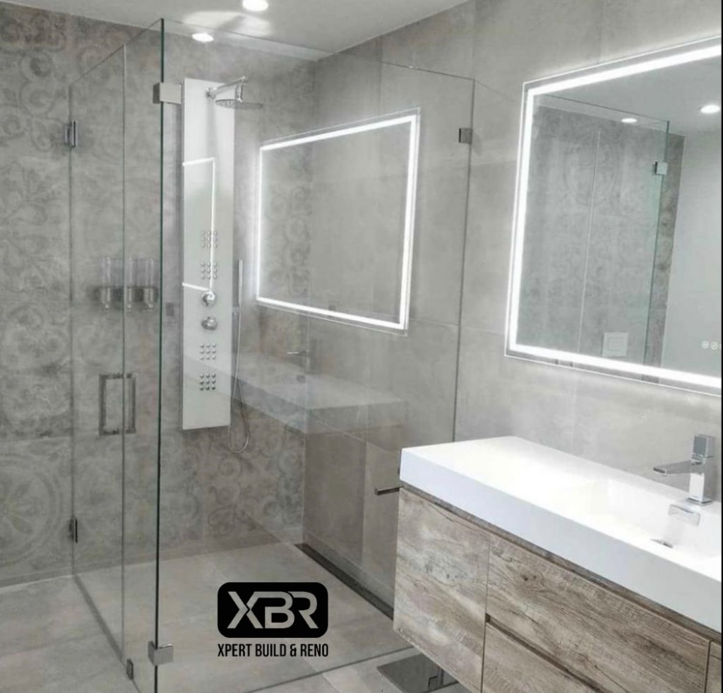 Glass Enclosure & Double Vanity