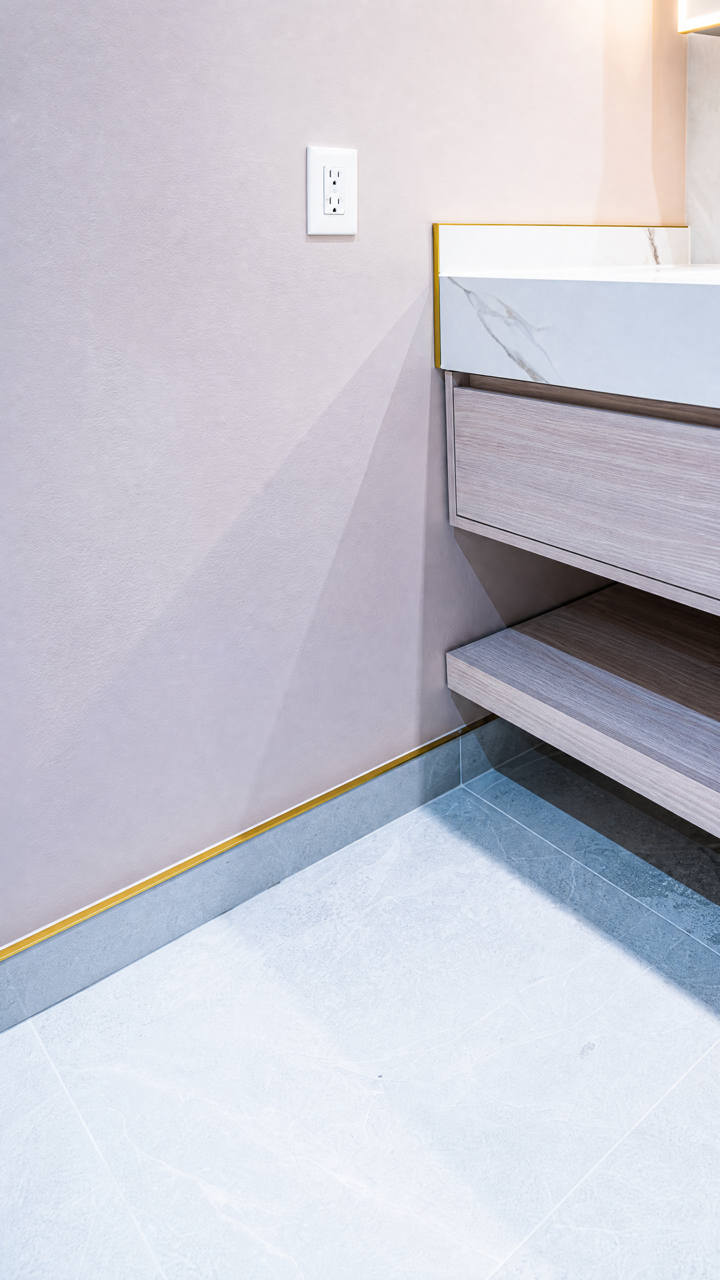 Floating Vanity & Gold Trim