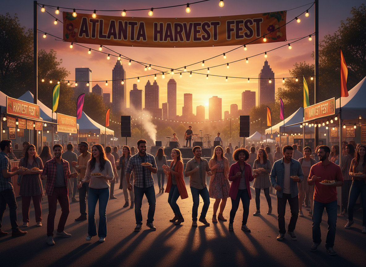 Festival crowd at sunset