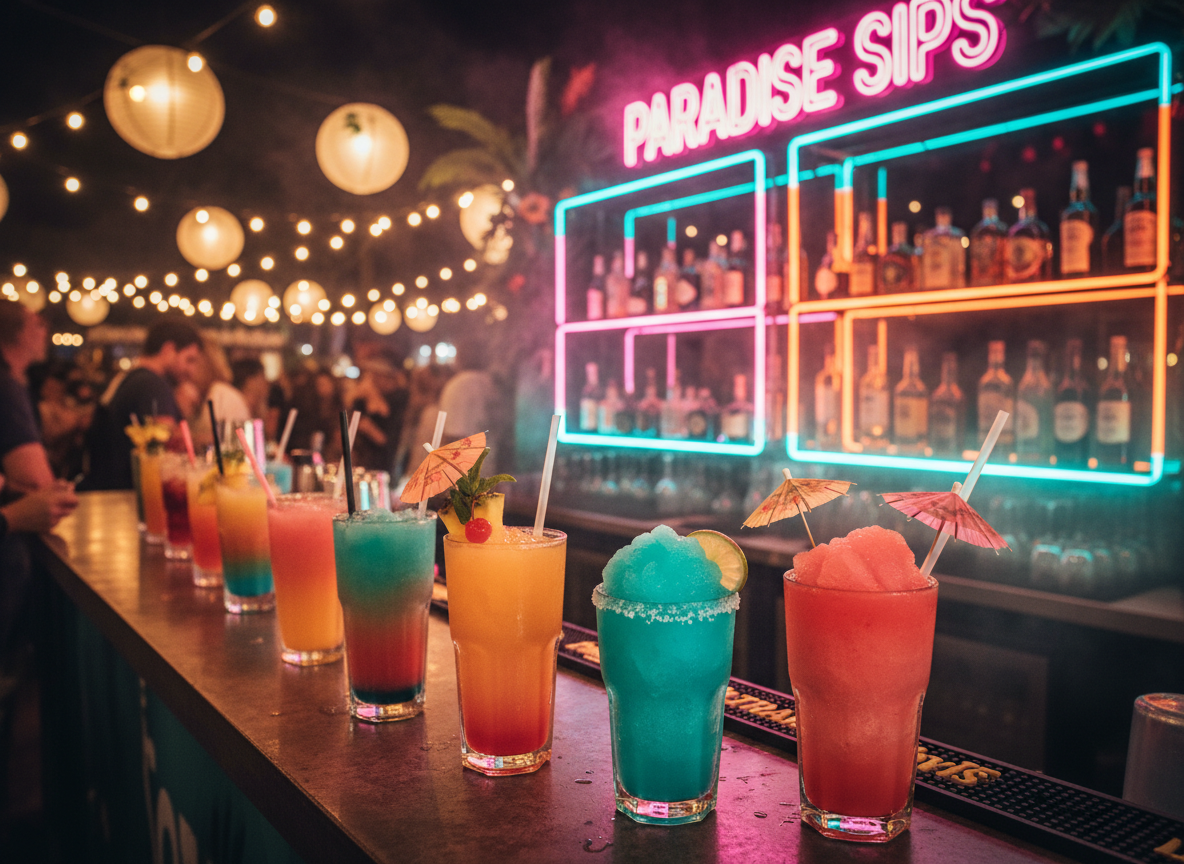 Colorful cocktails and drinks