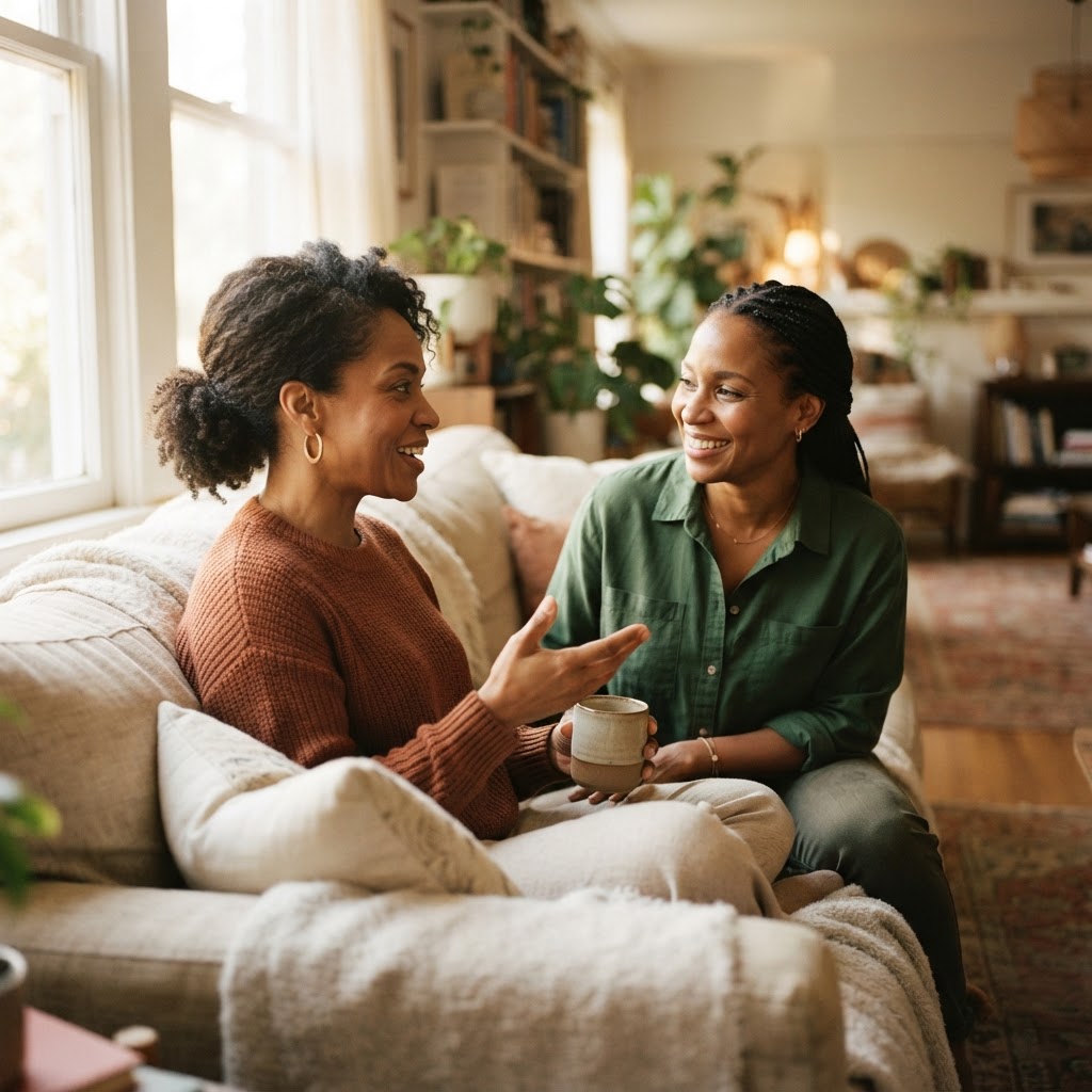 Two women in honest conversation