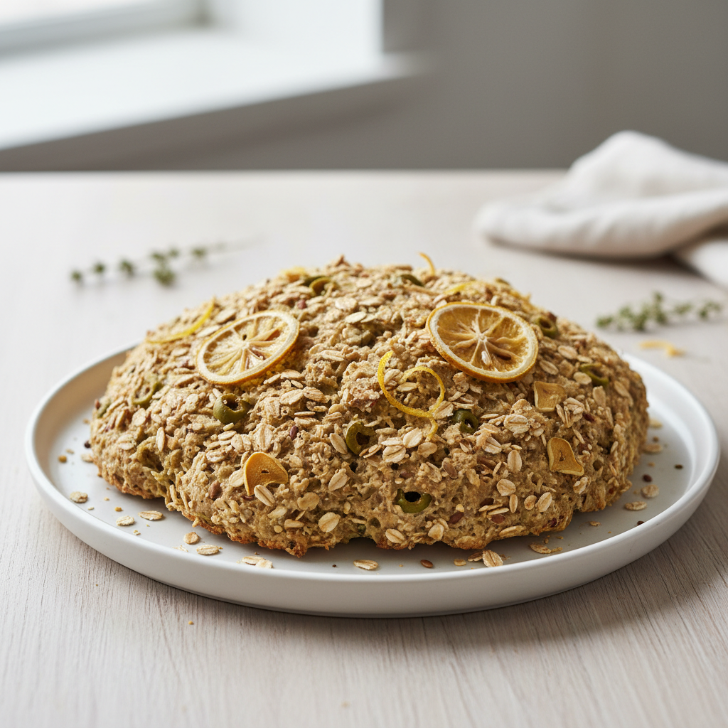 Lemon Olive Garlic Oat Bread