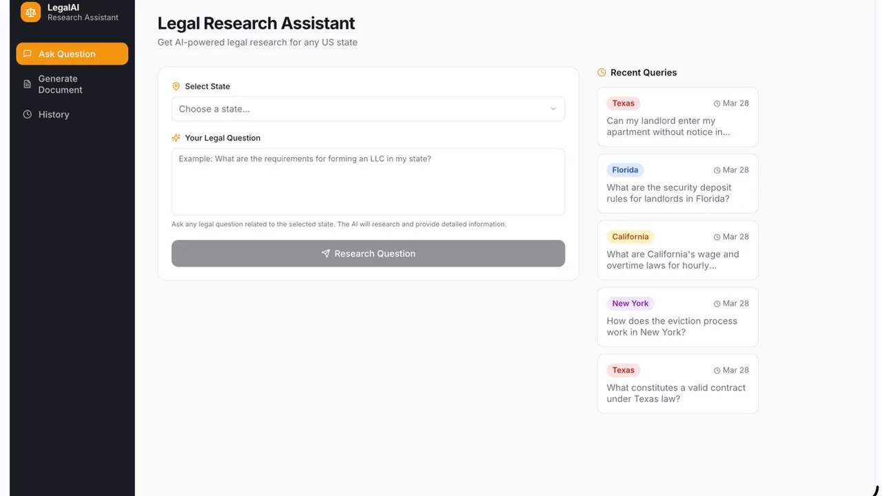 AI Legal Assist template preview