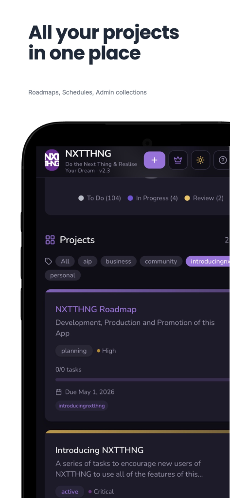 All your projects in one place