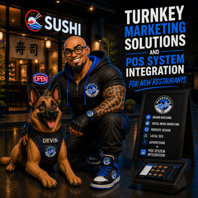 Warehouse 13 Media — turnkey marketing solutions and POS system integration for new restaurants