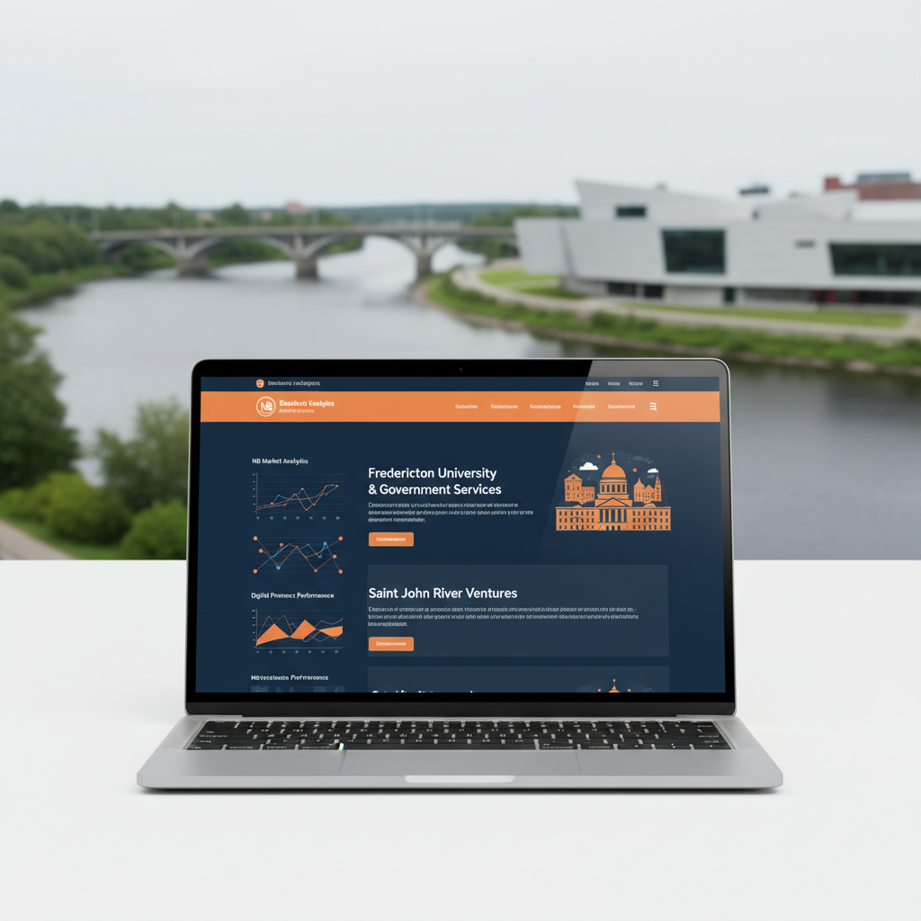 Modern website design services in Fredericton showing responsive layout, local business branding, and SEO-ready structure