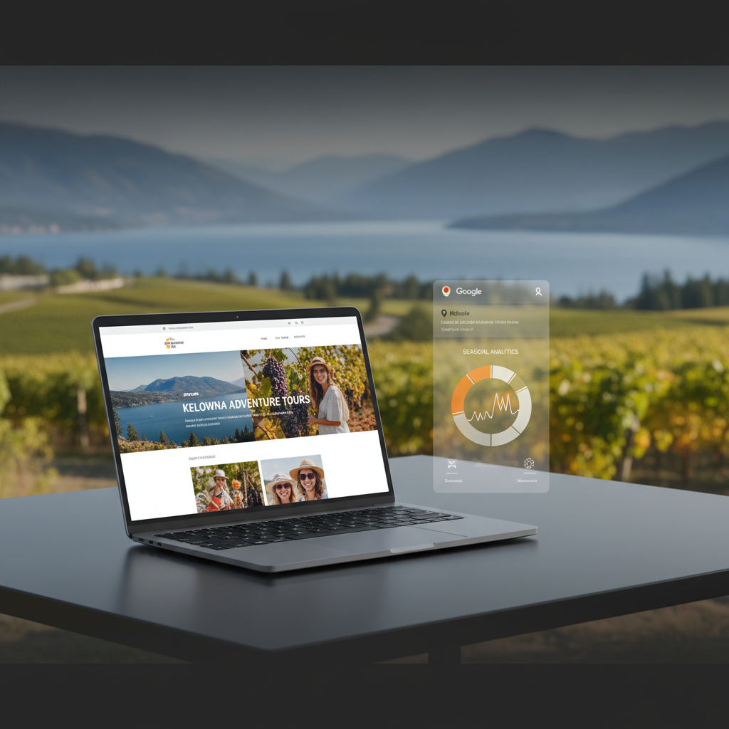 Kelowna Website Design Services Modern website design services in Kelowna showing responsive layout, local business branding, and SEO-ready structure