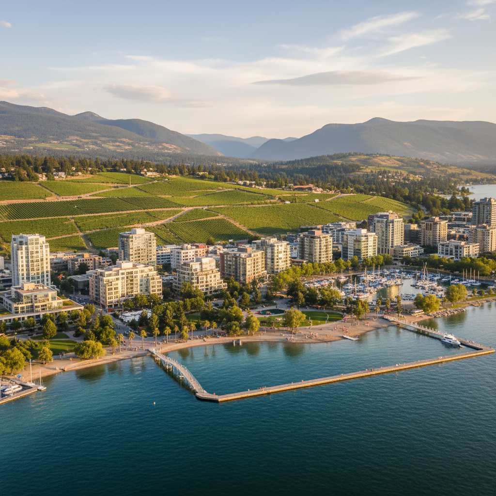 Digital marketing services for Kelowna businesses — Okanagan Lake waterfront with vineyards and downtown