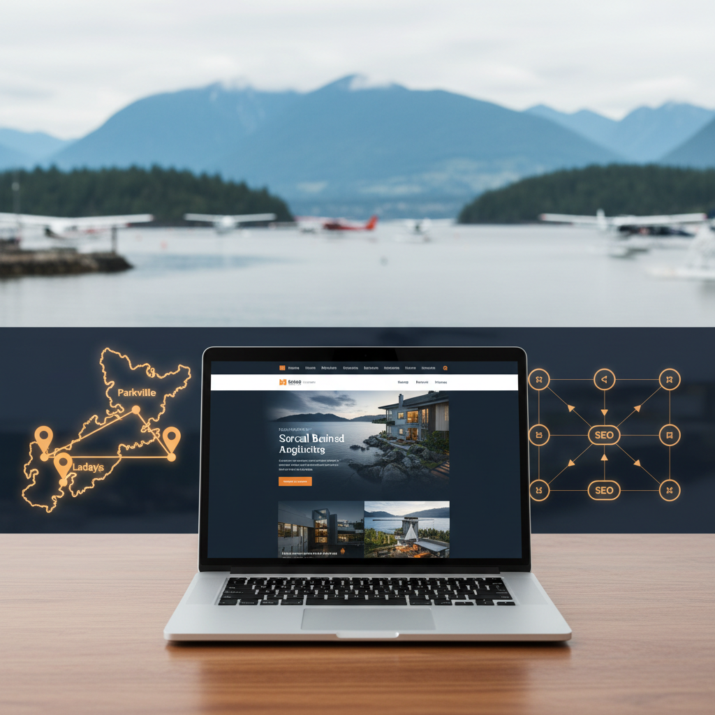 Modern website design services in Nanaimo showing responsive layout, local business branding, and SEO-ready structure