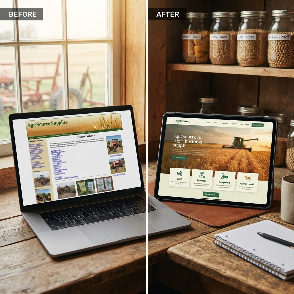 lethbridge-web-design-before-after.webp Before and after example of a professionally designed agri-business website in Lethbridge
