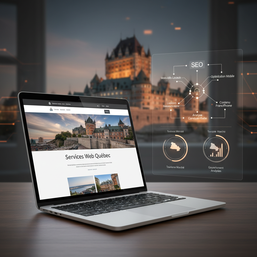 Quebec City Website Design Services Modern website design services in Quebec City showing responsive layout, local business branding, and SEO-ready structure