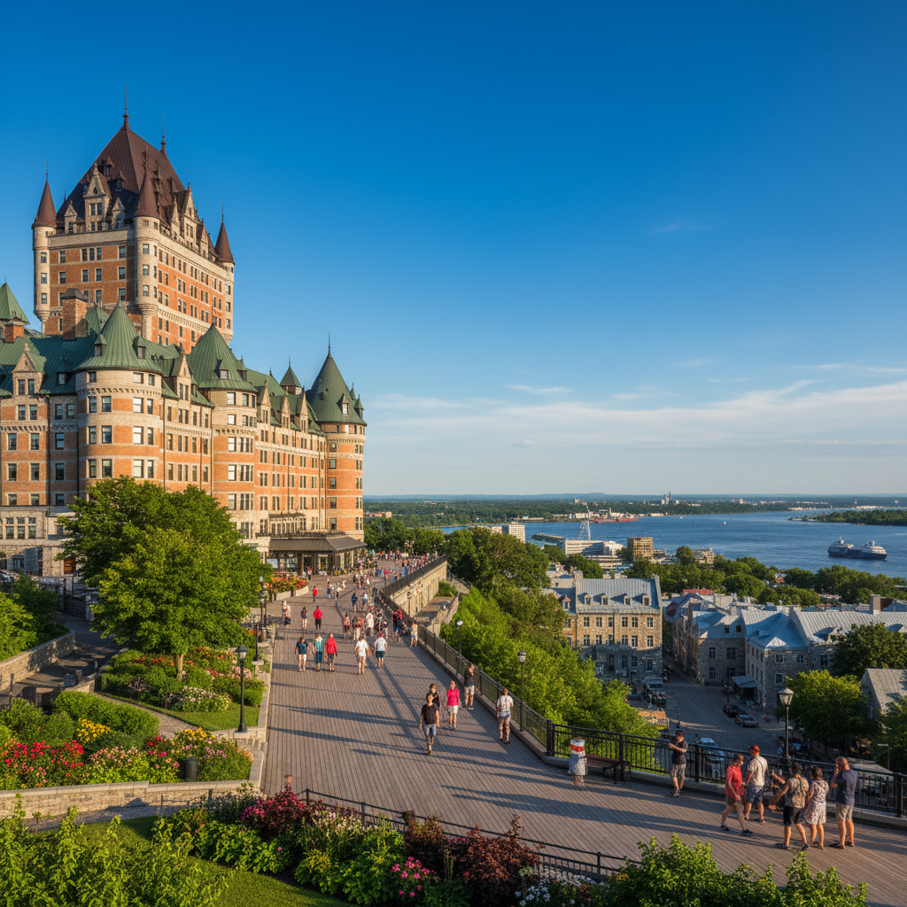 quebec-city-digital-marketing-hero.webp Digital marketing services for Québec City businesses — Château Frontenac and Old Quebec boardwalk in summer