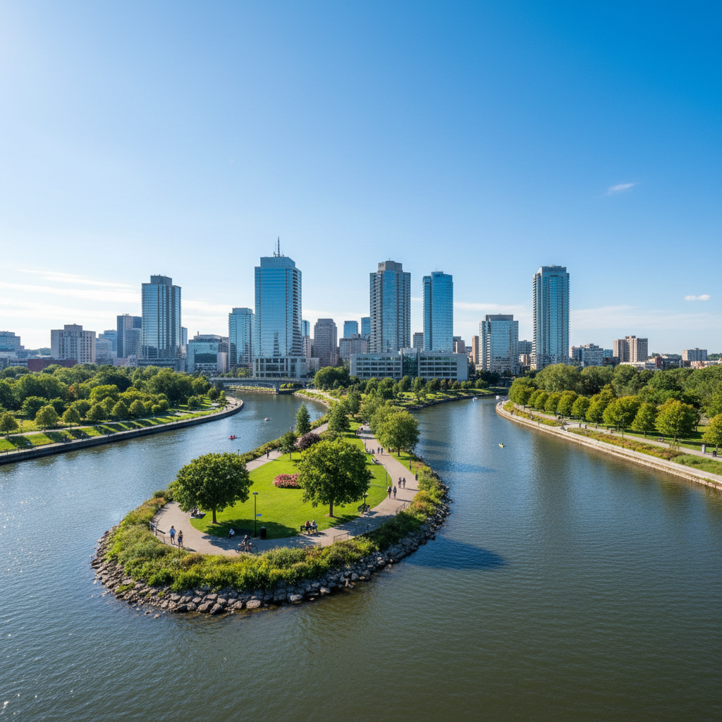 london-digital-marketing-hero.webp Digital marketing services for London Ontario businesses — Forks of the Thames park with downtown skyline
