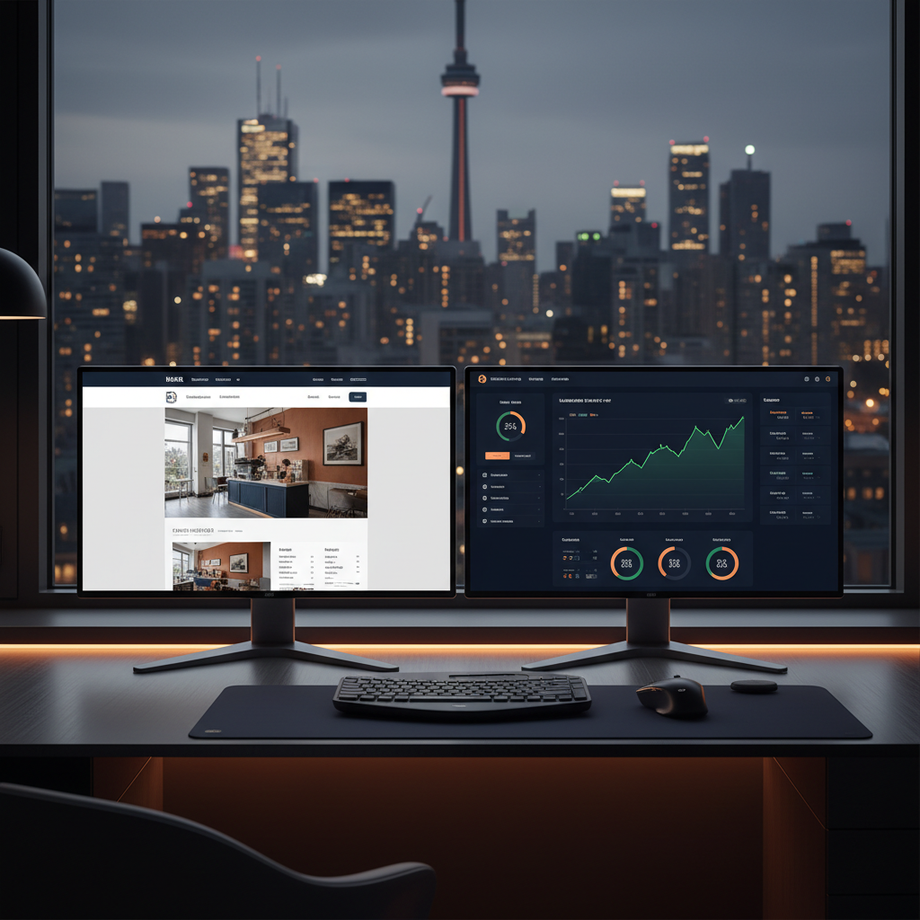 Modern website design services in Toronto showing responsive layout, local business branding, and SEO-ready structure