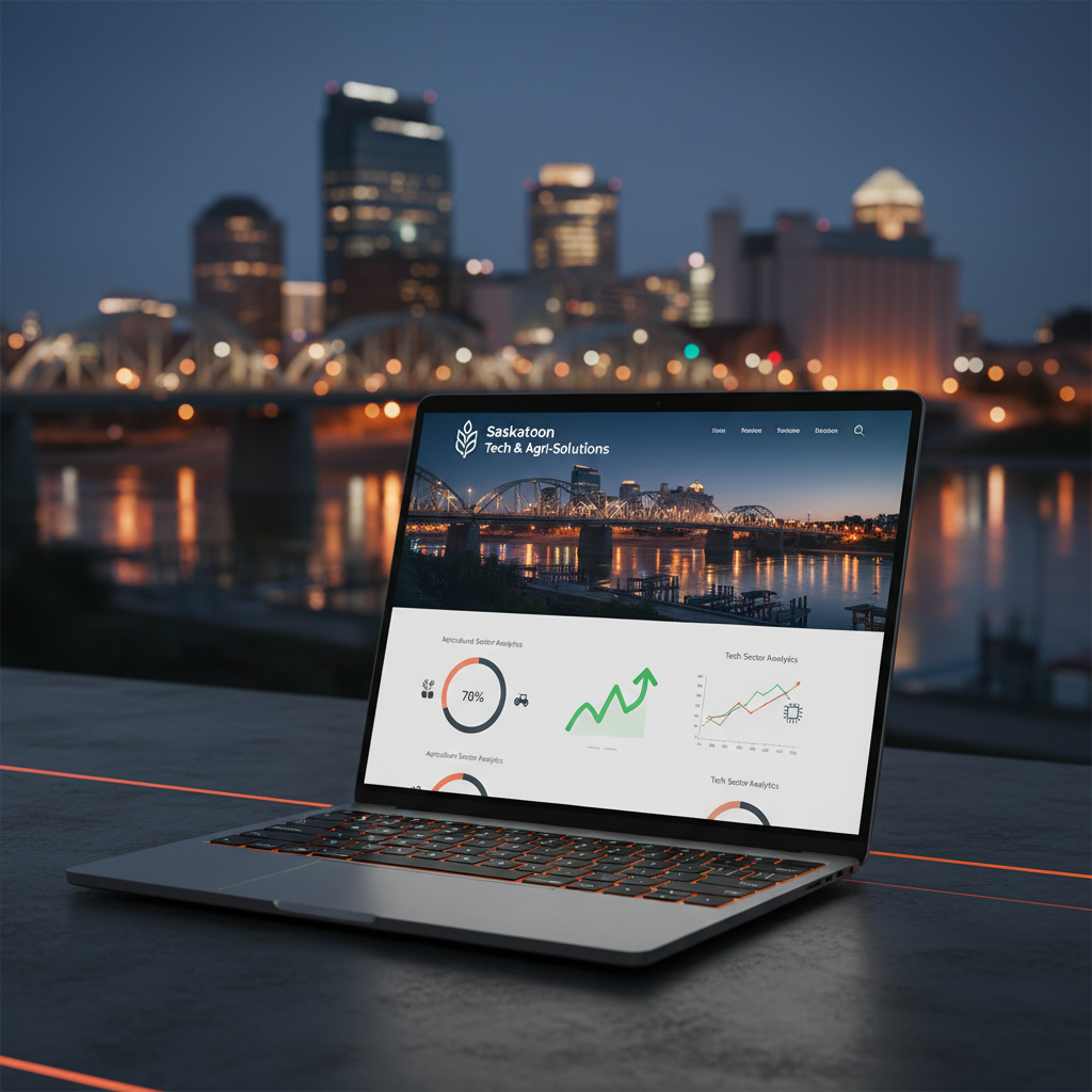 Modern website design services in Saskatoon showing responsive layout, local business branding, and SEO-ready structure
