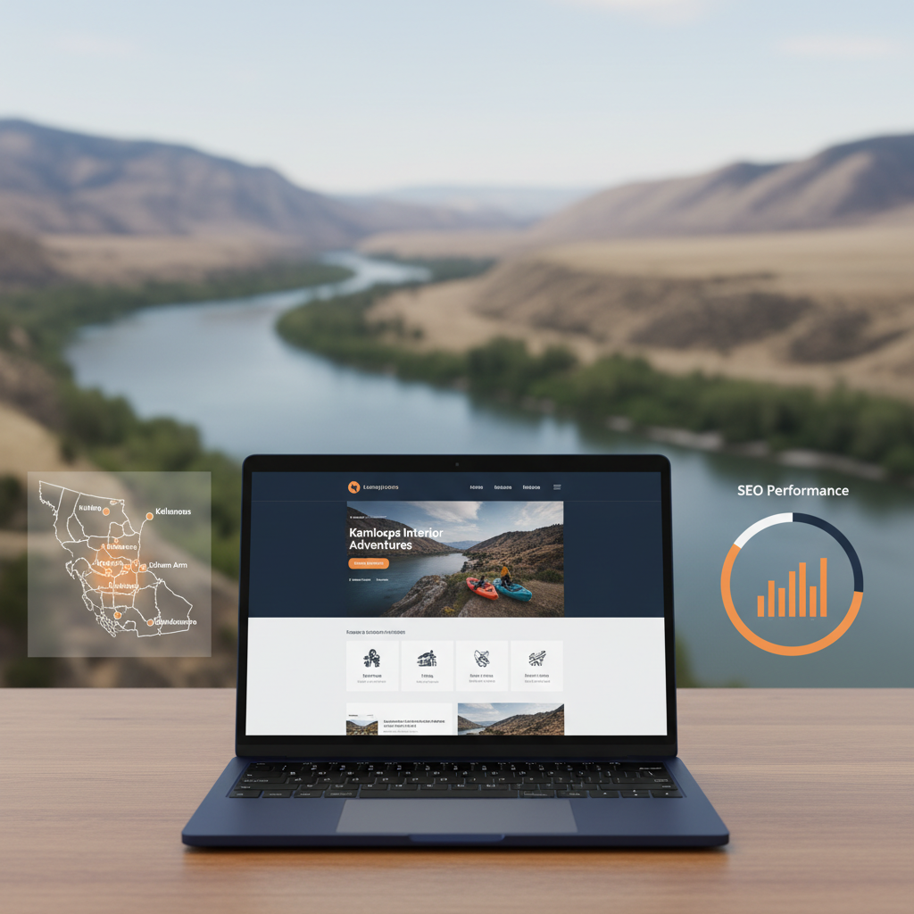 Kamloops Website Design Services Modern website design services in Kamloops showing responsive layout, local business branding, and SEO-ready structure