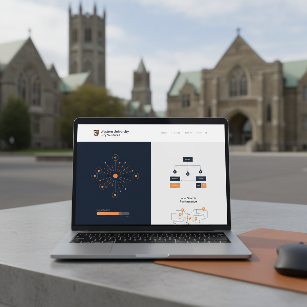 London Ontario Website Design Services Modern website design services in London Ontario showing responsive layout, local business branding, and SEO-ready structure