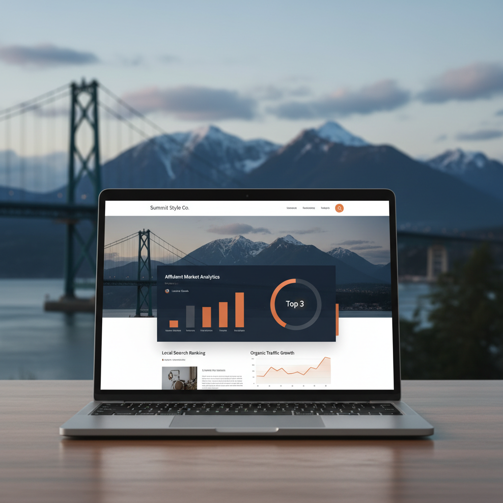 Modern website design services in North Vancouver showing responsive layout, local business branding, and SEO-ready structure