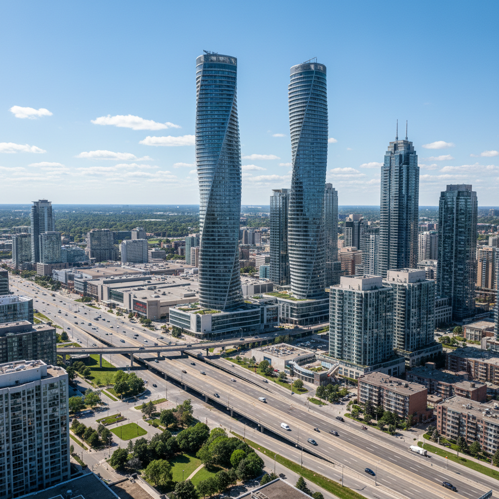 Digital marketing services for Mississauga businesses — Square One area skyline with Absolute Towers