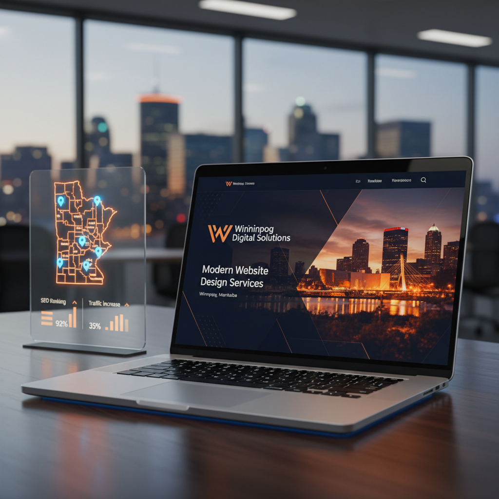 Winnipeg Website Design Services Modern website design services in Winnipeg showing responsive layout, local business branding, and SEO-ready structure