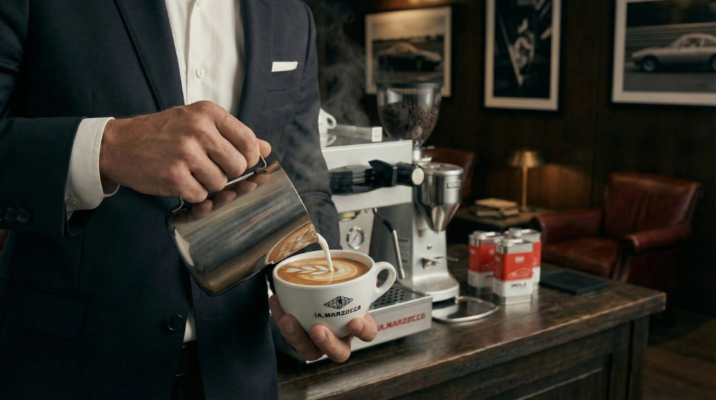 Milk texturing — latte art detail