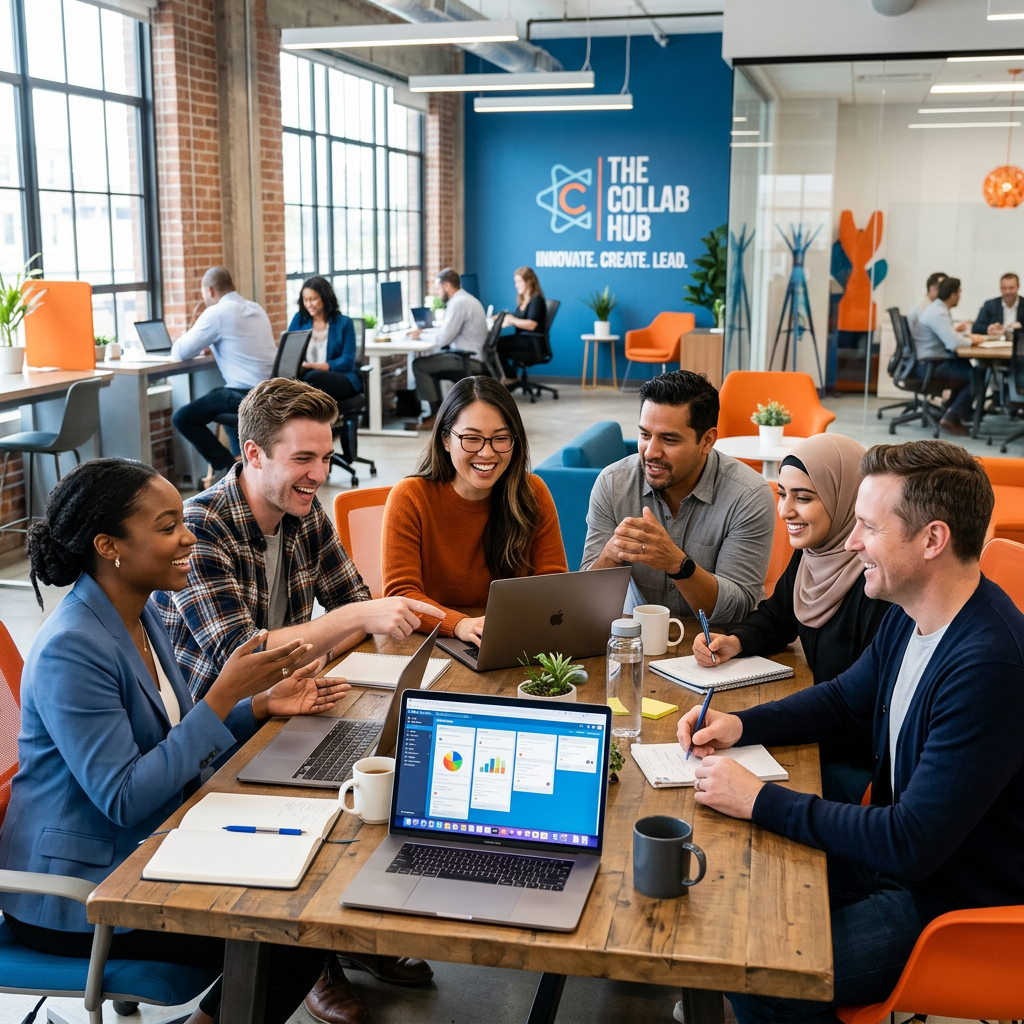 Diverse team collaborating