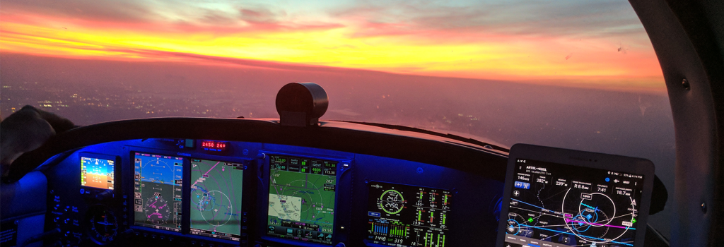ClearBlue Aero cockpit at twilight
