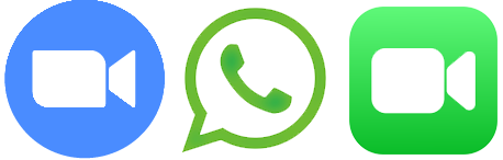 Zoom, WhatsApp, and FaceTime virtual call options